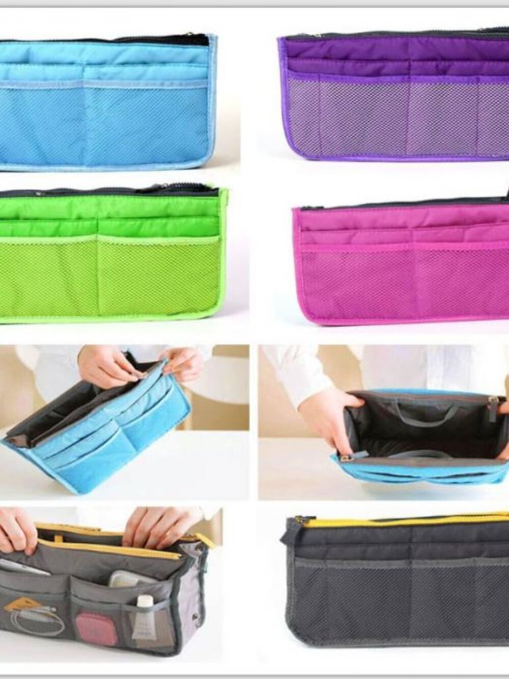 Handbag Organizer Insert/ Divider/Purse Tote Black /Cosmetics & Much More - NWT - Picture 8 of 10